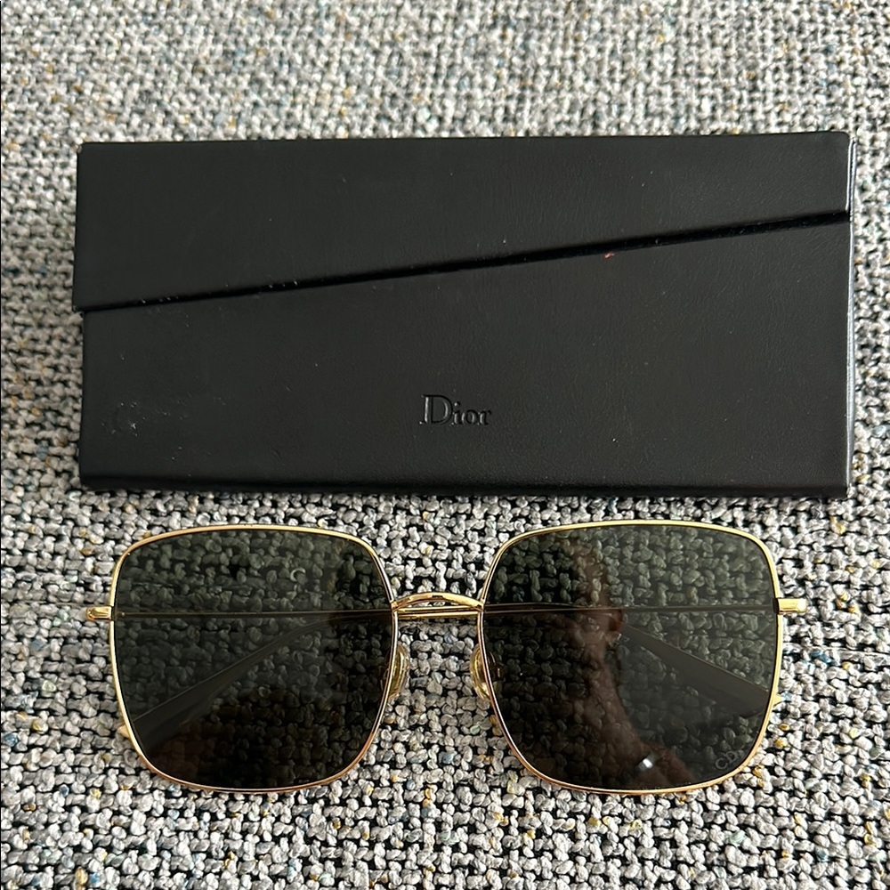 Dior Gold Frame Sunglasses with Dark Gray Lenses